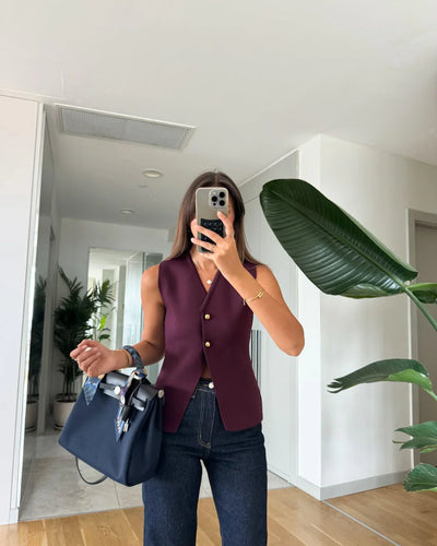 MODEDIVINE | Gilet en Tricot avec Boutons