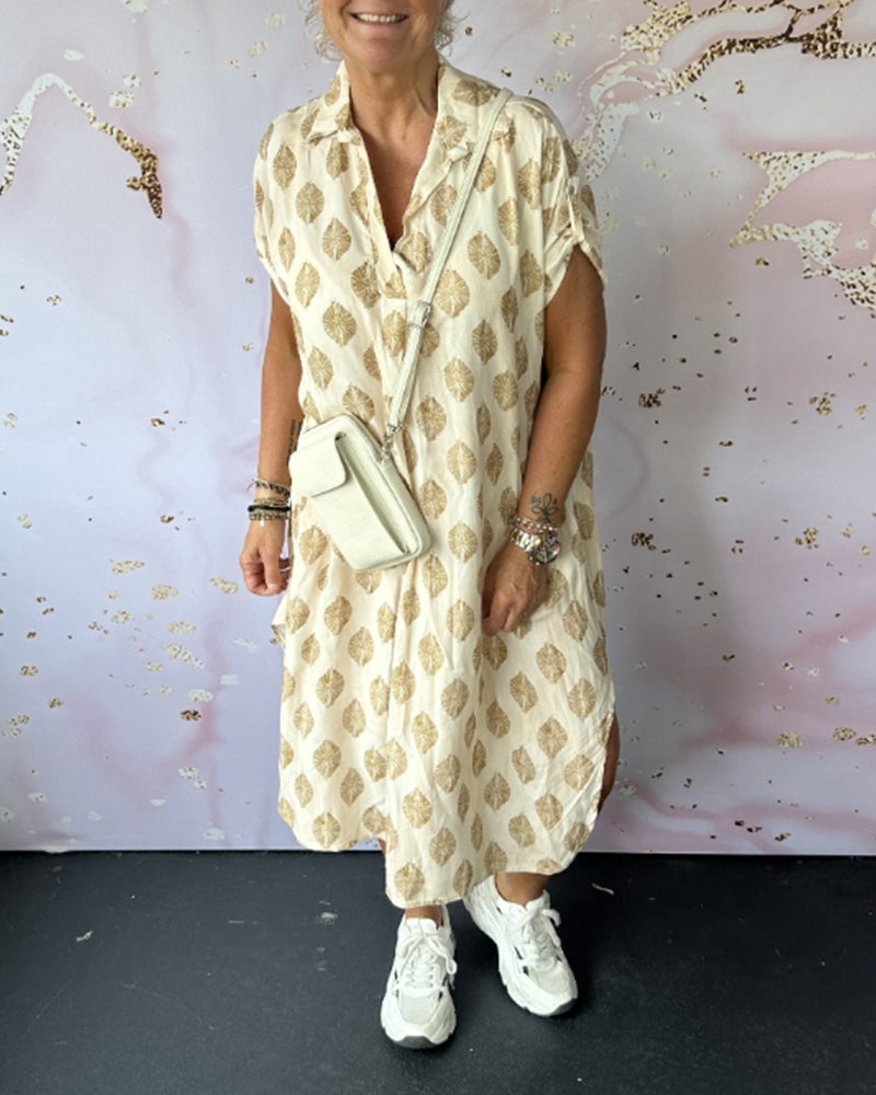 MODEDIVINE | AGATHE Robe de printemps ample avec col à revers et manches courtes