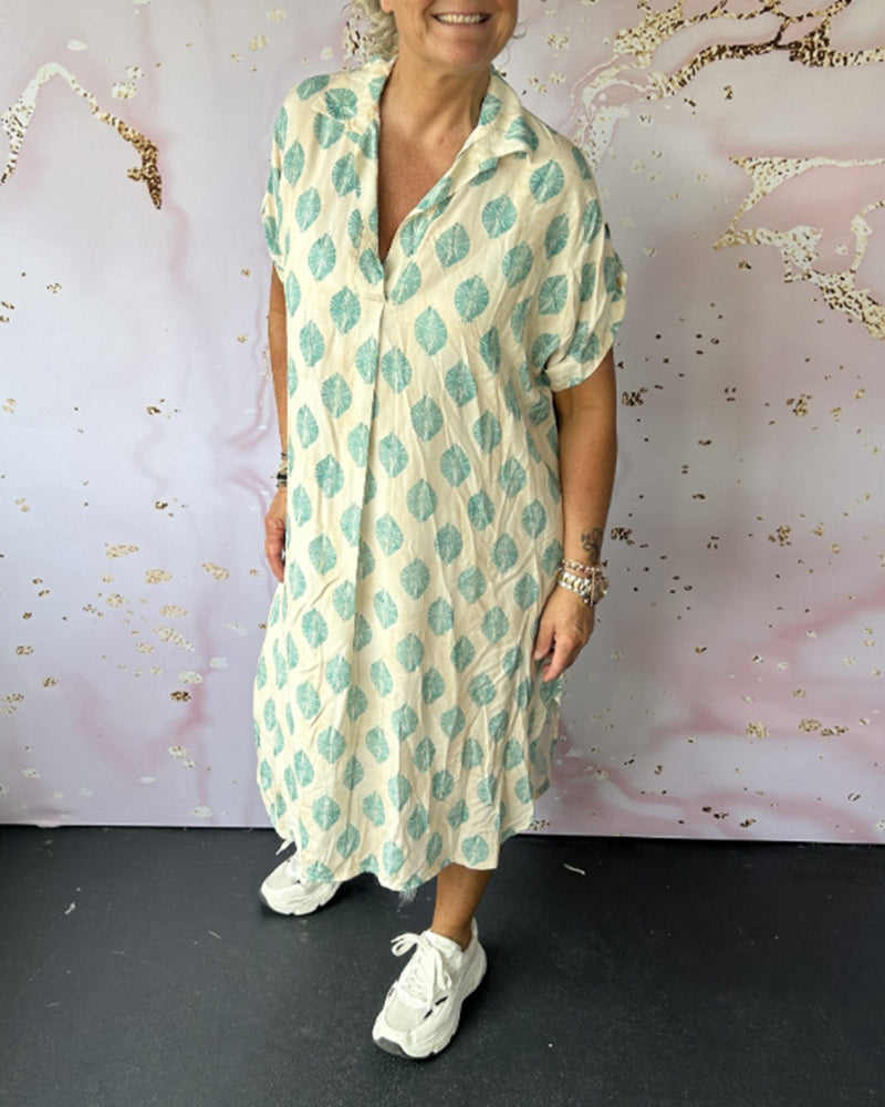 MODEDIVINE | AGATHE Robe de printemps ample avec col à revers et manches courtes