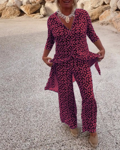 MODEDIVINE | THERESE Ensemble deux pièces vintage à imprimé avec pattes et boutons