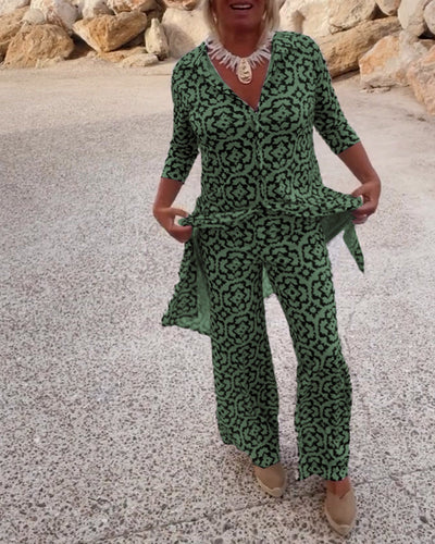 MODEDIVINE | THERESE Ensemble deux pièces vintage à imprimé avec pattes et boutons