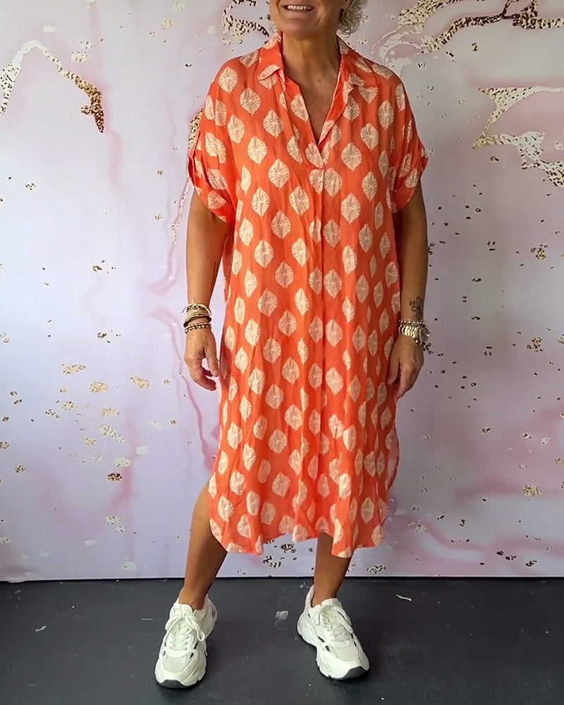 MODEDIVINE | AGATHE Robe de printemps ample avec col à revers et manches courtes
