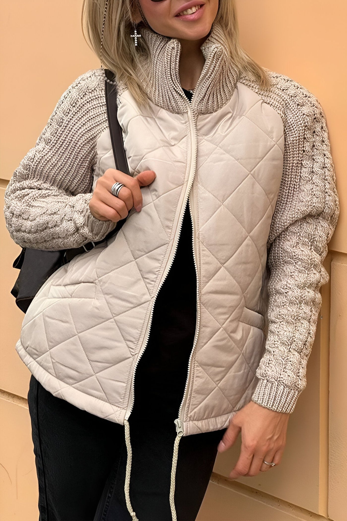 MODEDIVINE  | AMBRE Veste en patchwork tricotée avec fermeture éclair
