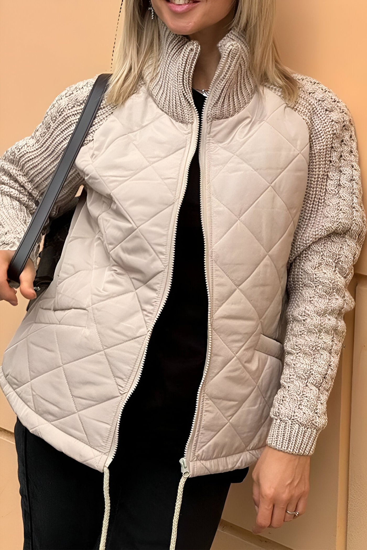MODEDIVINE  | AMBRE Veste en patchwork tricotée avec fermeture éclair