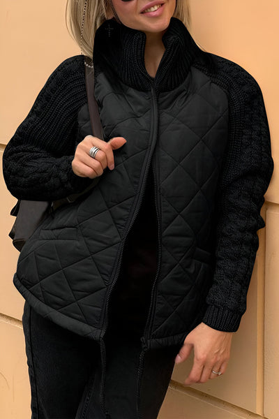 MODEDIVINE  | AMBRE Veste en patchwork tricotée avec fermeture éclair