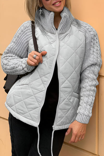 MODEDIVINE  | AMBRE Veste en patchwork tricotée avec fermeture éclair