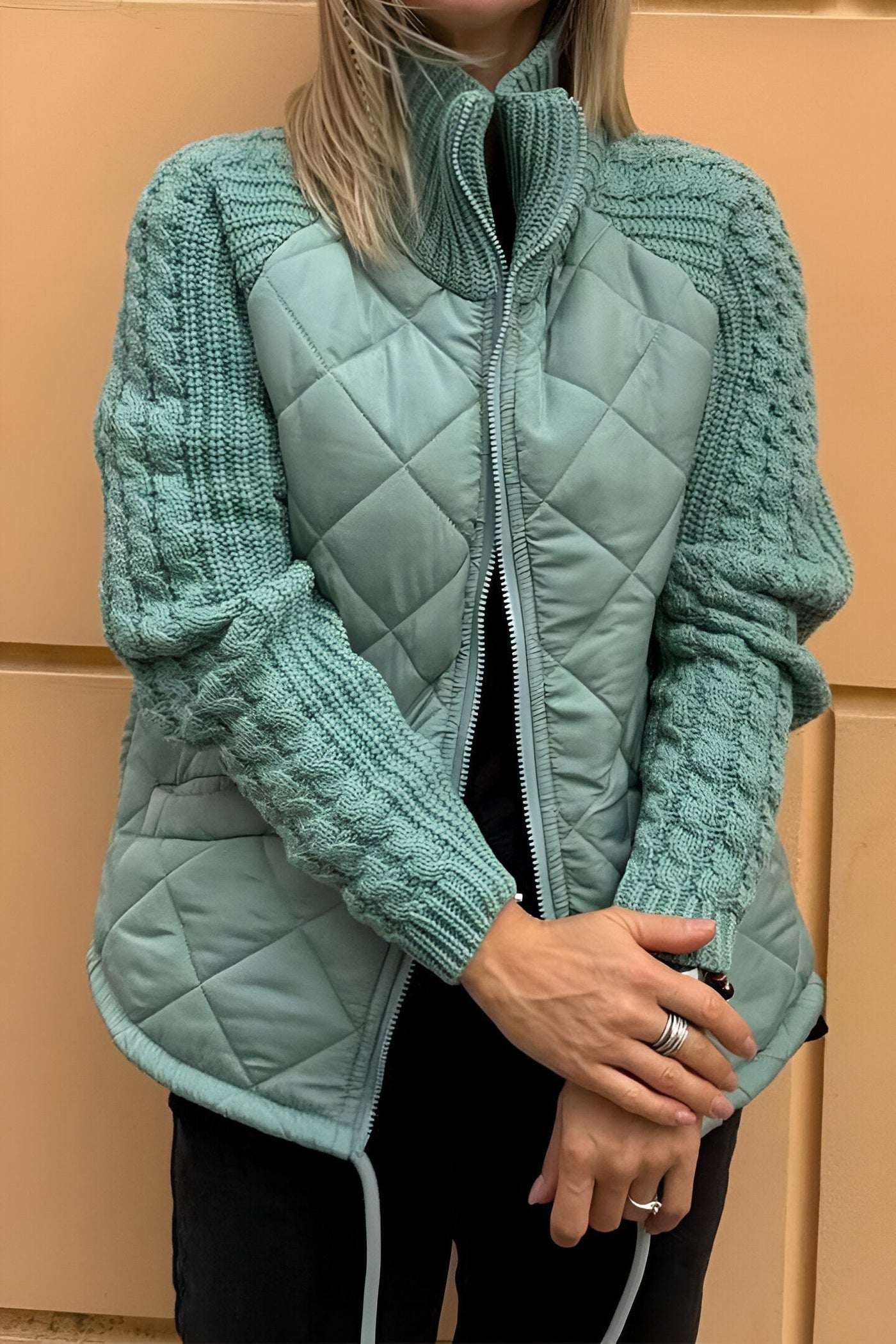 MODEDIVINE  | AMBRE Veste en patchwork tricotée avec fermeture éclair