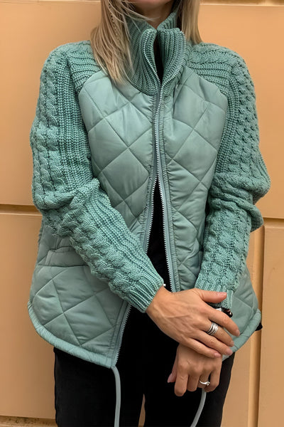 MODEDIVINE  | AMBRE Veste en patchwork tricotée avec fermeture éclair