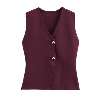 MODEDIVINE | Gilet en Tricot avec Boutons