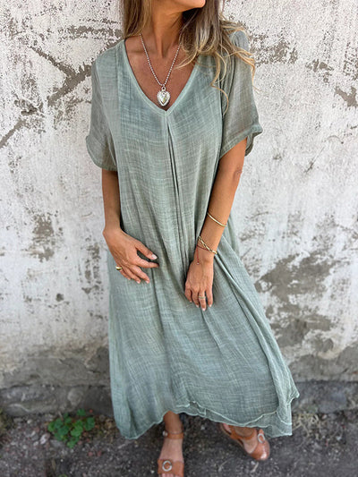 MODEDIVINE | MATILDA Robe légère à col en V en coton et lin