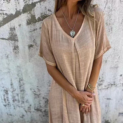 MODEDIVINE | MATILDA Robe légère à col en V en coton et lin
