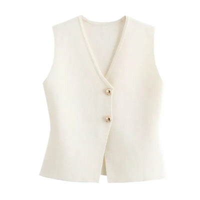 MODEDIVINE | Gilet en Tricot avec Boutons