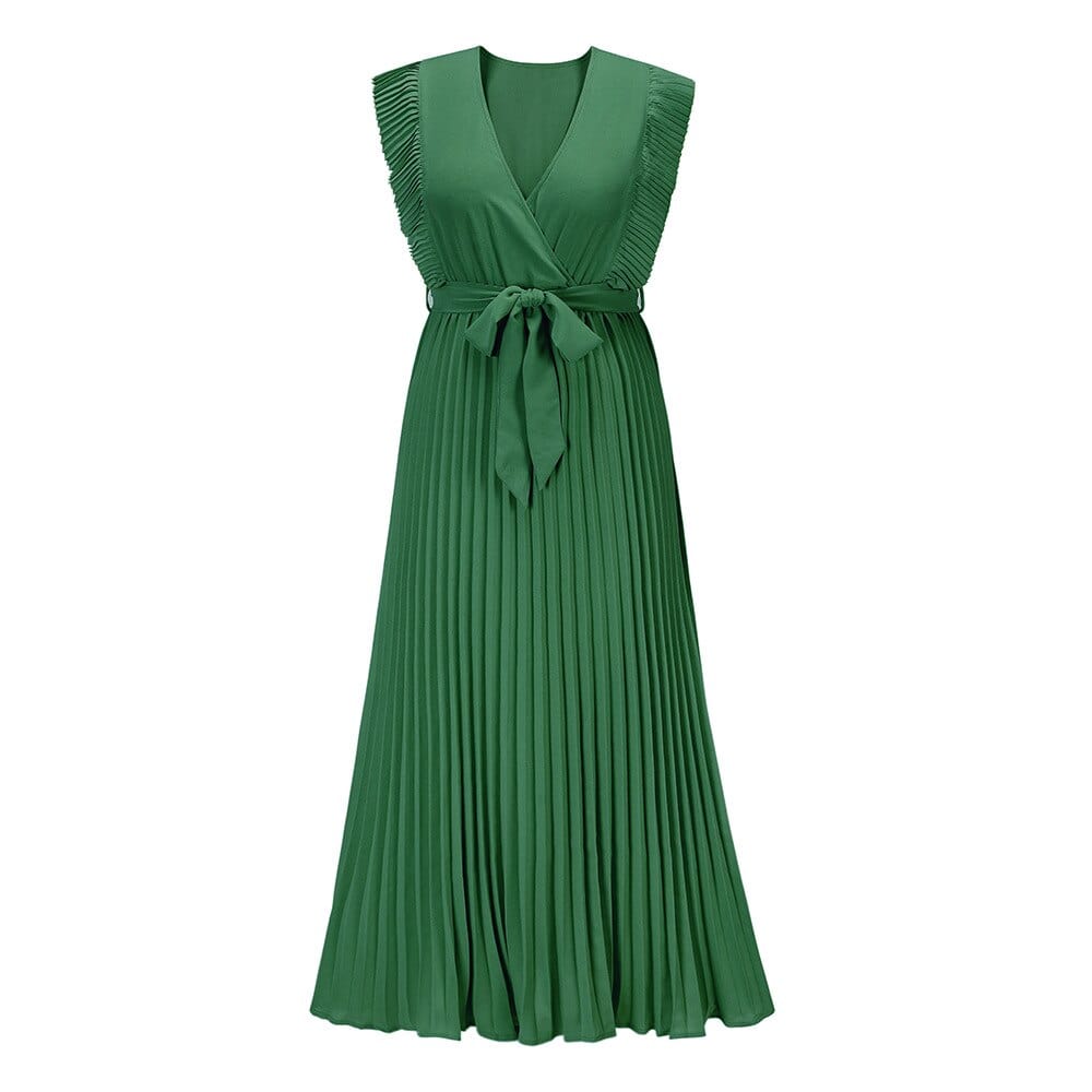 Juliette | Robe de Fête Bohème Verte pour Invités de Mariage avec Décolleté en V